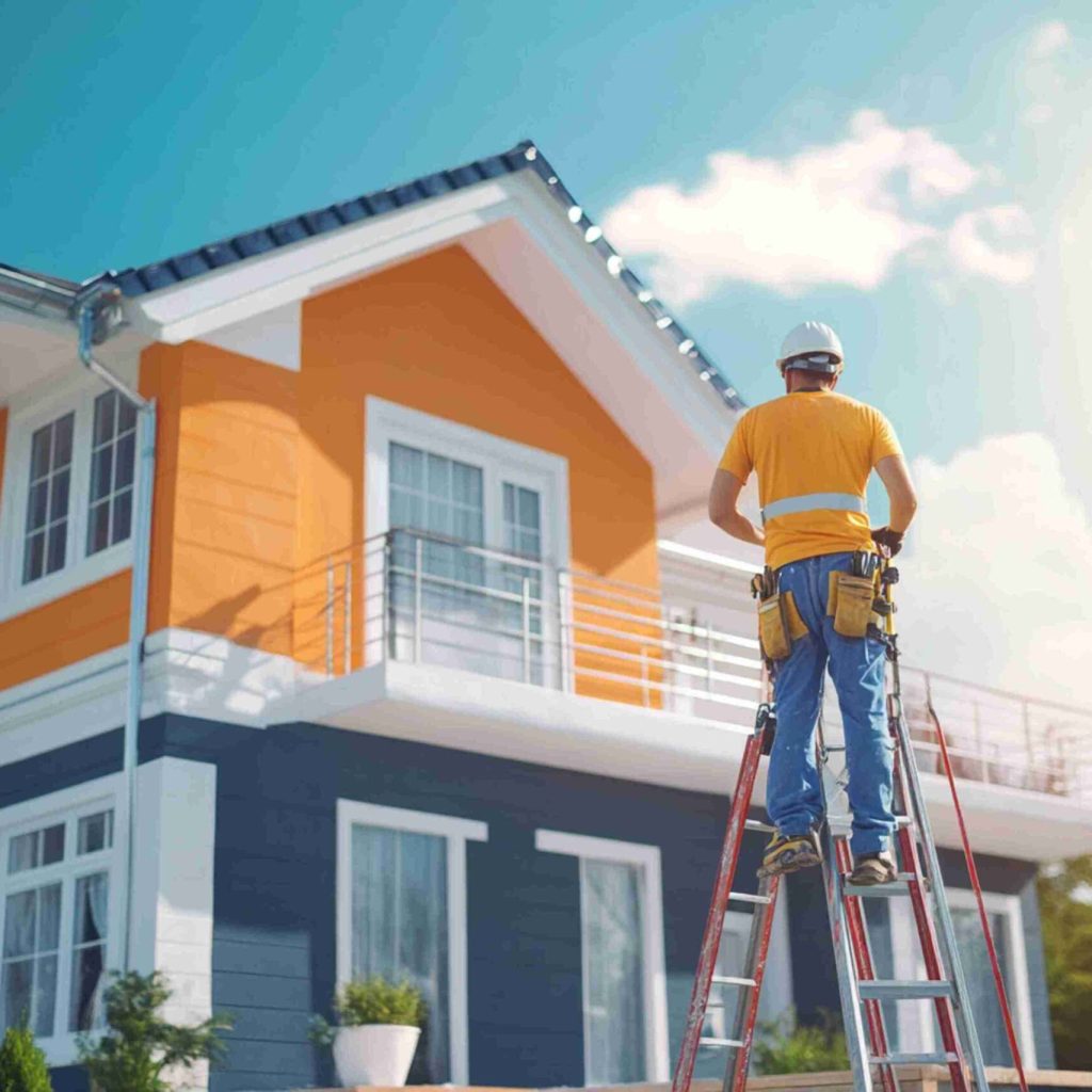 man-yellow-shirt-is-ladder-front-house-that-has-ladder-it_11zon